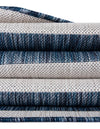 Patio Stripe Harmony Collection Area Rug - Cabana (Blue) Round Blue  lifestyle 22