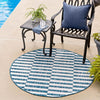 Patio Stripe Harmony Collection Area Rug - Cabana (Blue) Round Blue  lifestyle 24