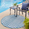 Patio Stripe Harmony Collection Area Rug - Cabana (Blue) Round Blue  lifestyle 25