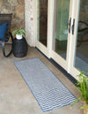 Patio Stripe Harmony Collection Area Rug - Cabana (Blue) Runner Blue  lifestyle 0