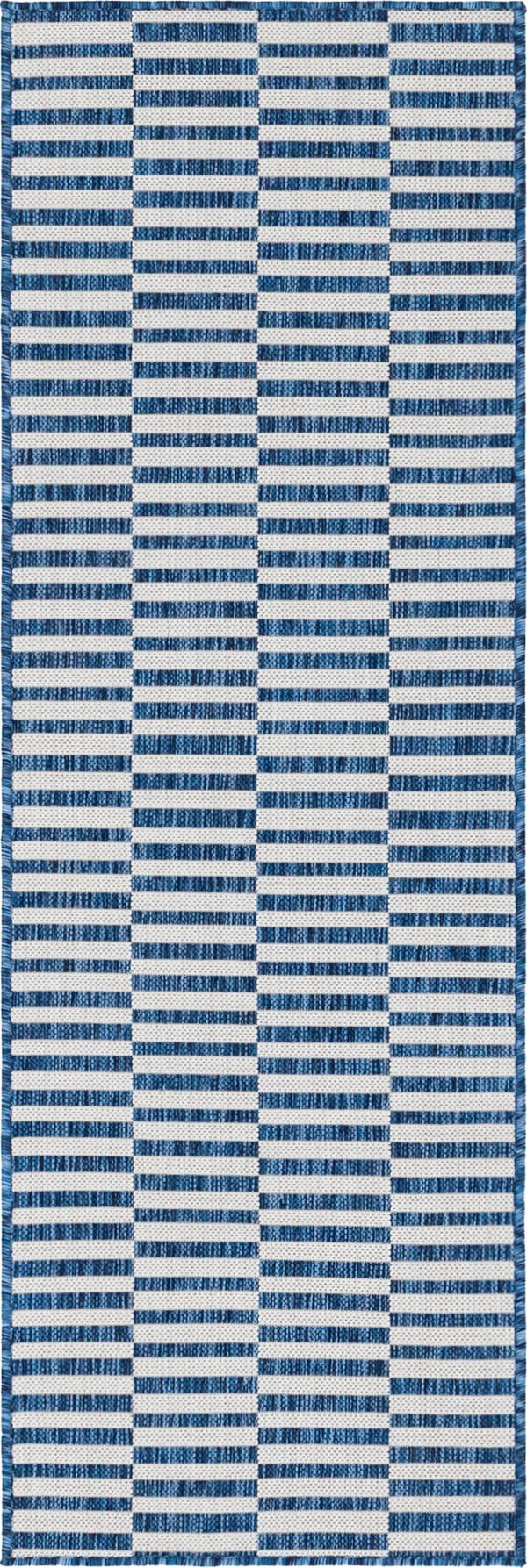 Patio Stripe Harmony Collection Area Rug - Cabana (Blue) Runner Blue Main