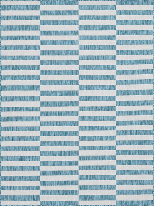 Patio Stripe Harmony Collection Area Rug - Cabana (Light Aqua) Rectangle Light Aqua Main