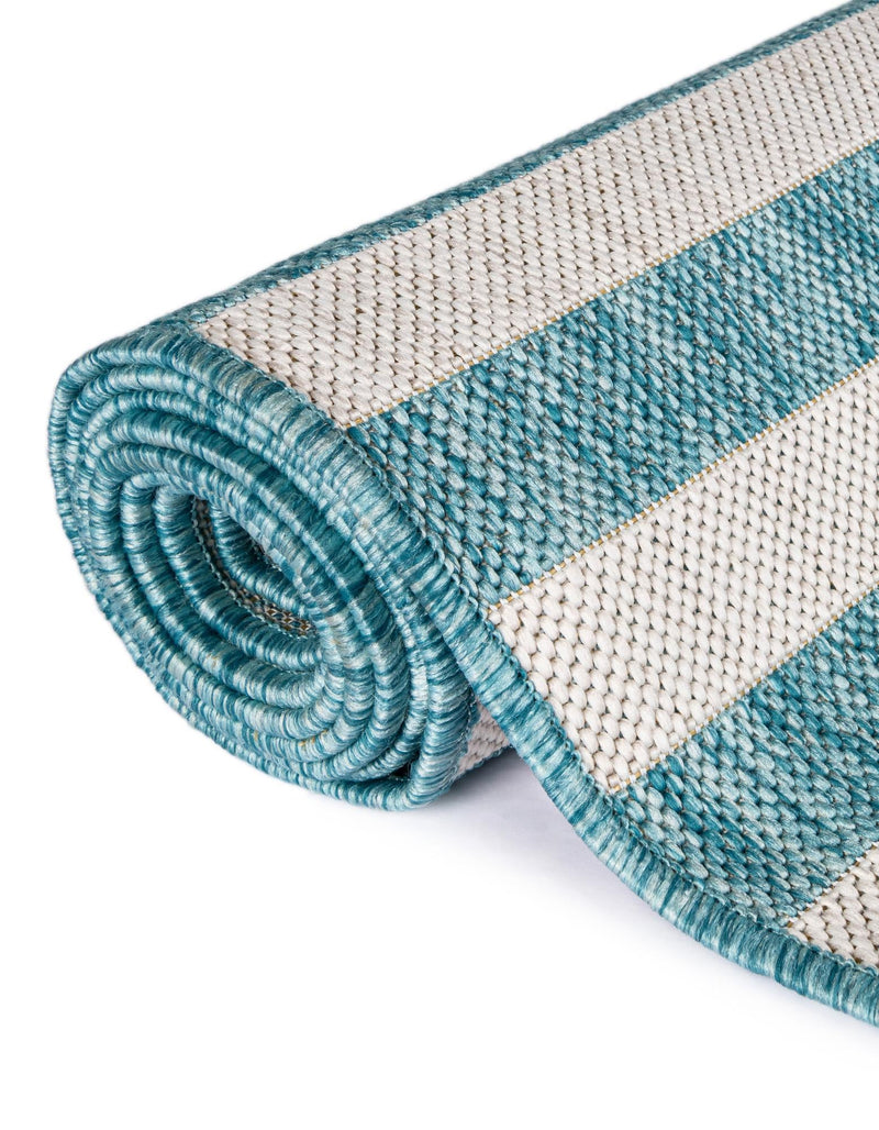 Seaside Stripes Collection Area Rug - Cabana (Light Aqua) Rectangle Light Aqua  lifestyle 7