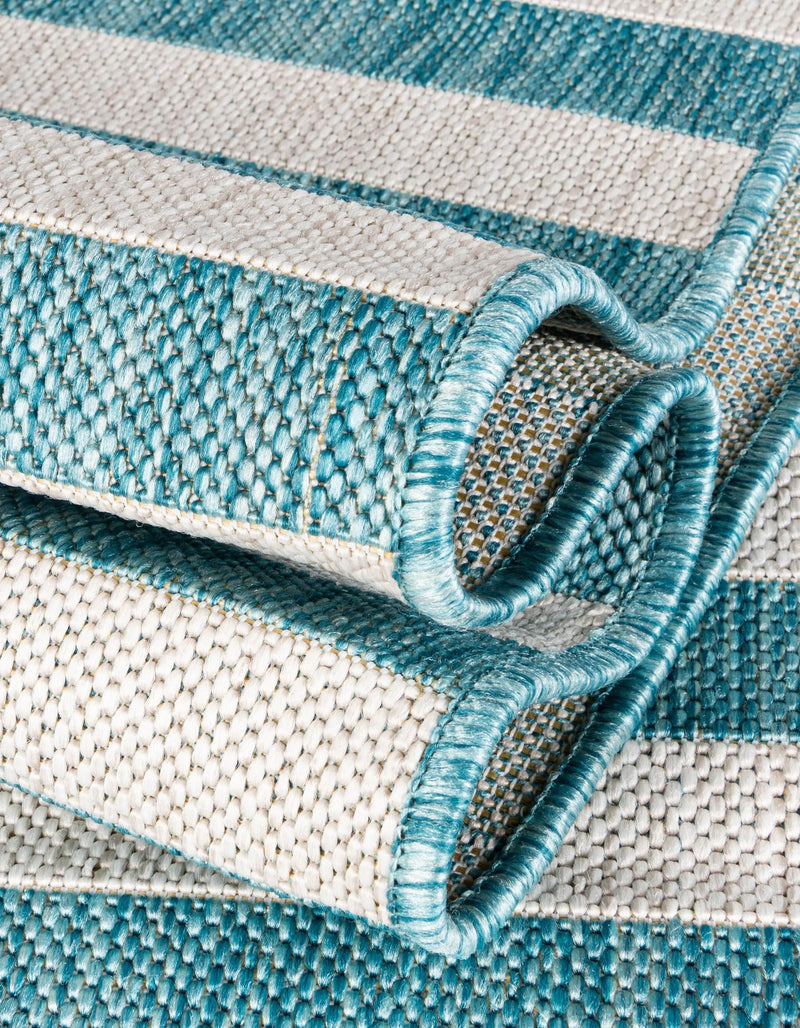 Seaside Stripes Collection Area Rug - Cabana (Light Aqua) Rectangle Light Aqua  lifestyle 8