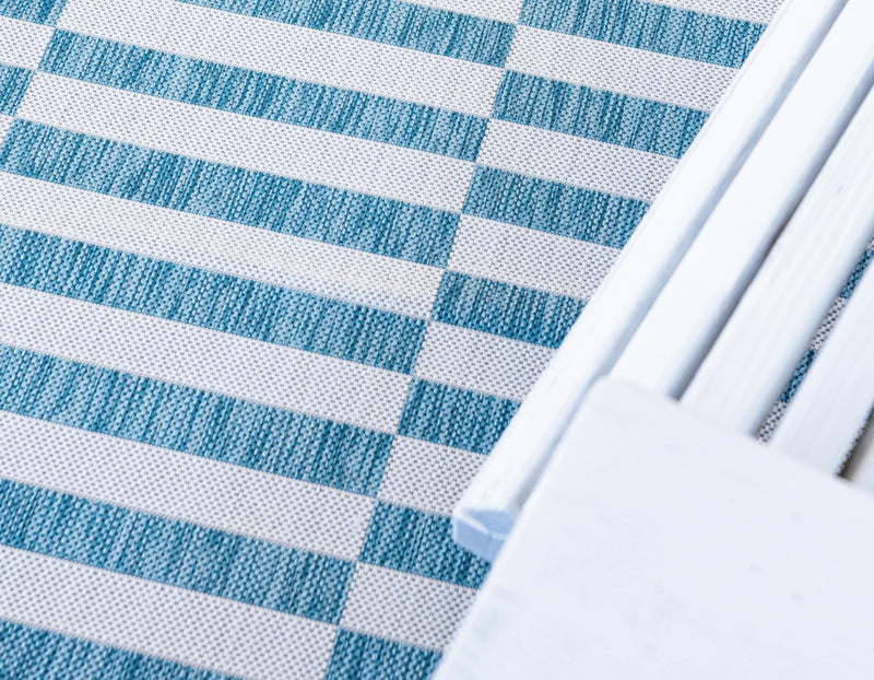Seaside Stripes Collection Area Rug - Cabana (Light Aqua) Rectangle Light Aqua  lifestyle 10