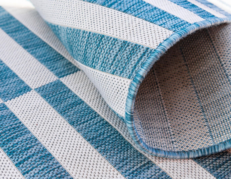 Seaside Stripes Collection Area Rug - Cabana (Light Aqua) Rectangle Light Aqua  lifestyle 11