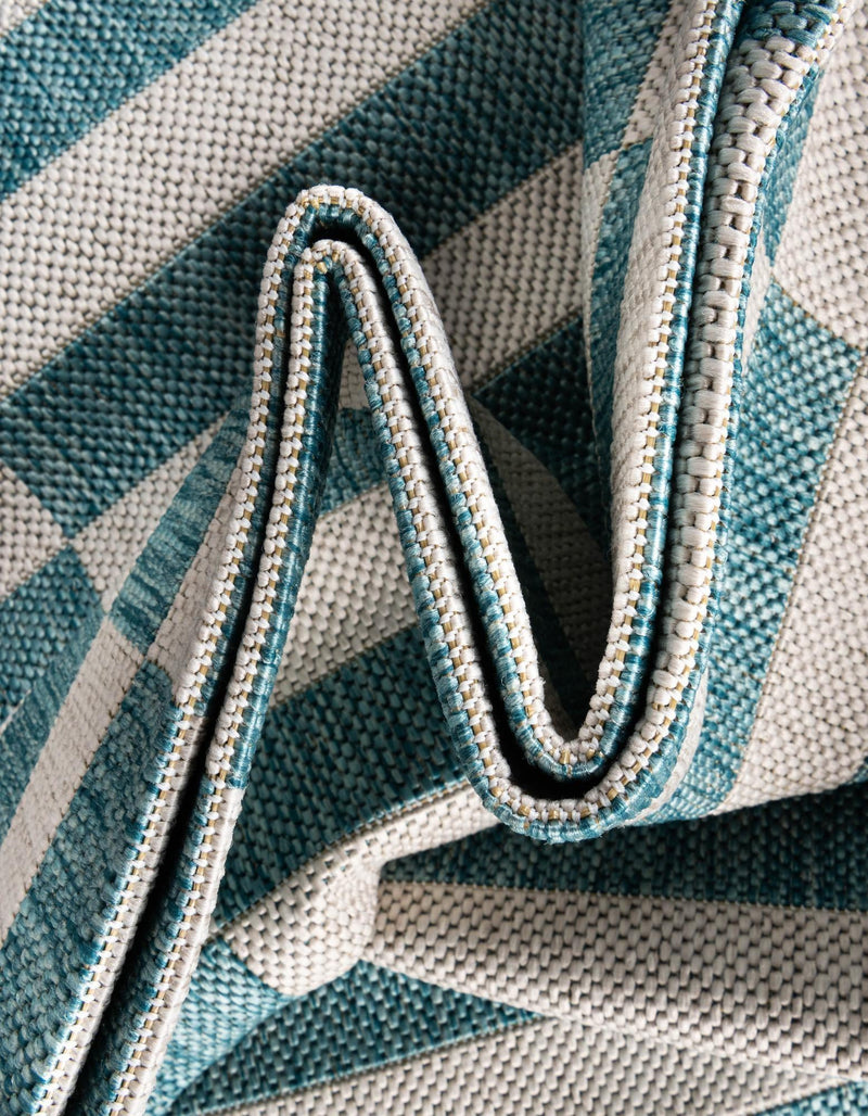 Seaside Stripes Collection Area Rug - Cabana (Light Aqua) Rectangle Light Aqua  lifestyle 12