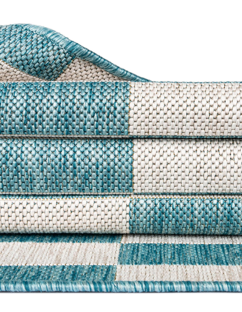 Seaside Stripes Collection Area Rug - Cabana (Light Aqua) Rectangle Light Aqua  lifestyle 9