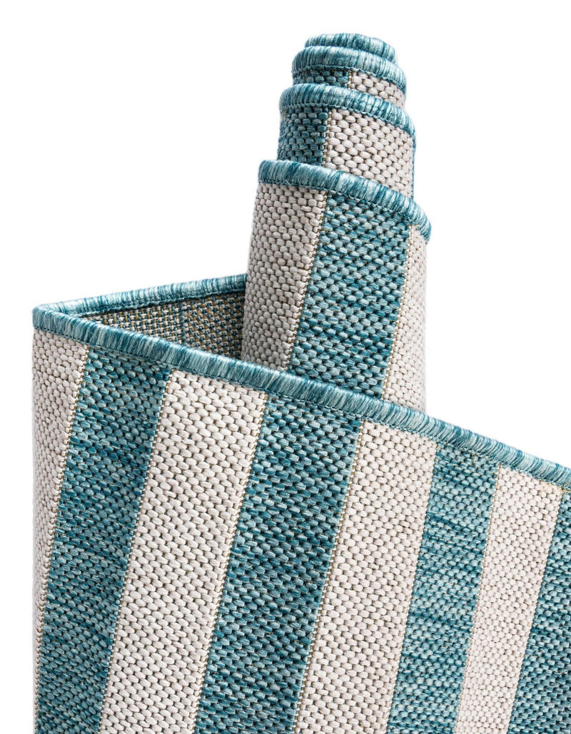 Seaside Stripes Collection Area Rug - Cabana (Light Aqua) Rectangle Light Aqua  lifestyle 24