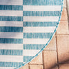 Patio Stripe Harmony Collection Area Rug - Cabana (Light Aqua) Round Light Aqua  lifestyle 13