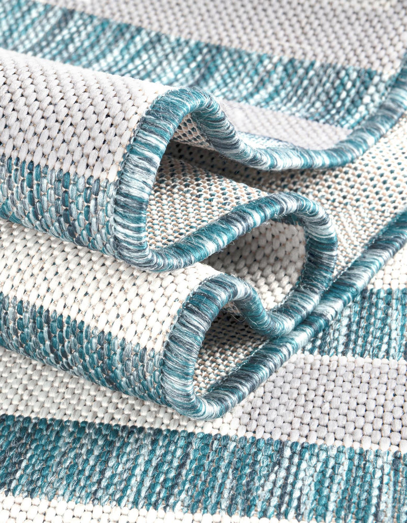 Patio Stripe Harmony Collection Area Rug - Cabana (Light Aqua) Round Light Aqua  lifestyle 26