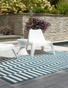 Patio Stripe Harmony Collection Area Rug - Cabana (Teal) Rectangle Teal  lifestyle 3