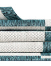 Seaside Stripes Collection Area Rug - Cabana (Teal) Rectangle Teal  lifestyle 9