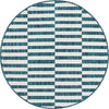 Patio Stripe Harmony Collection Area Rug - Cabana (Teal) Round Teal Main