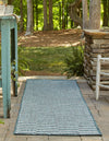 Patio Stripe Harmony Collection Area Rug - Cabana (Teal) Runner Teal  lifestyle 2