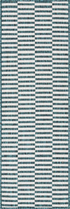 Patio Stripe Harmony Collection Area Rug - Cabana (Teal) Runner Teal Main