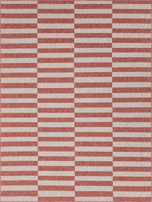 Patio Stripe Harmony Collection Area Rug - Cabana (Rust Red) Rectangle Rust Red Main