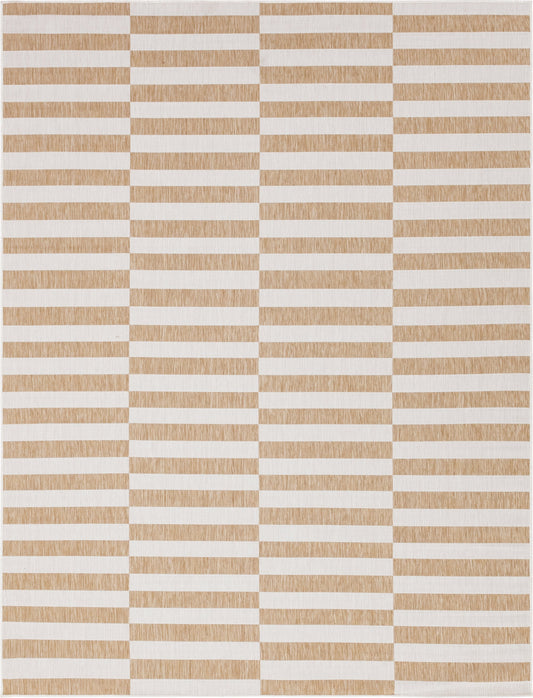 Patio Stripe Harmony Collection Area Rug - Cabana (Taupe) Rectangle Taupe Main