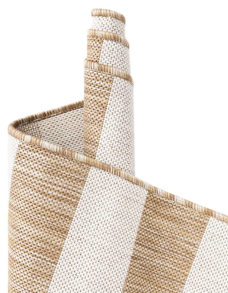 Seaside Stripes Collection Area Rug - Cabana (Taupe) Rectangle Taupe  lifestyle 51