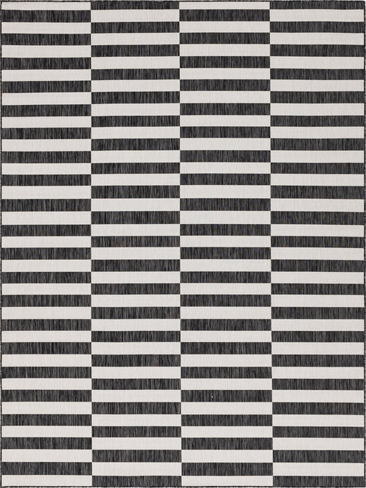 Patio Stripe Harmony Collection Area Rug - Cabana (Charcoal) Rectangle Charcoal Main