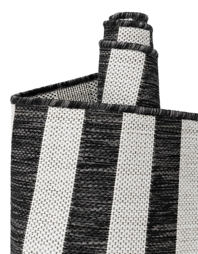 Seaside Stripes Collection Area Rug - Cabana (Charcoal) Hearth Charcoal  lifestyle 80