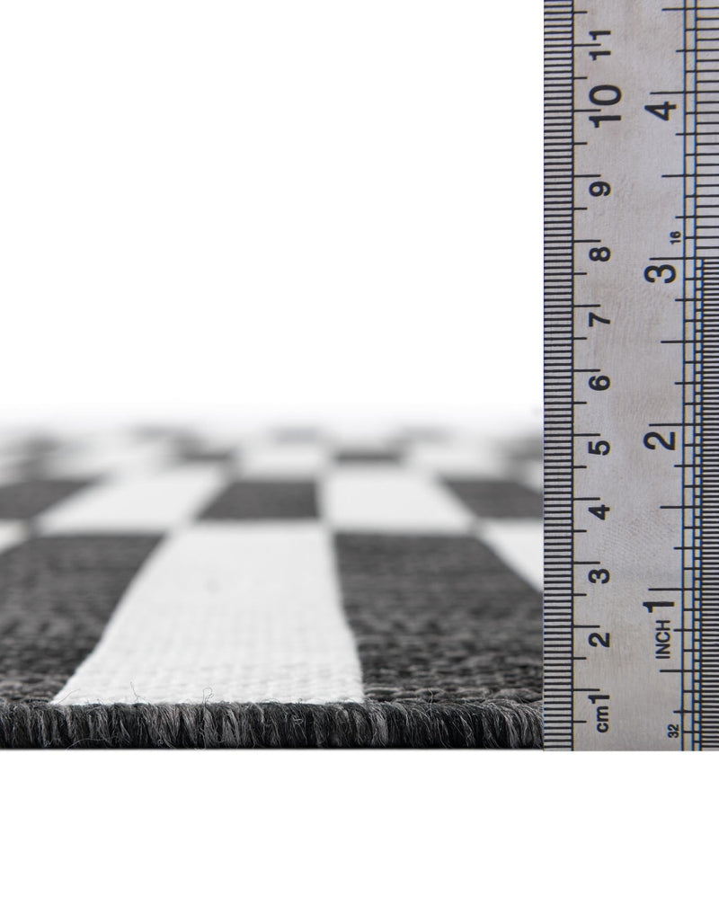 Patio Stripe Harmony Collection Area Rug - Cabana (Charcoal) Round Charcoal  lifestyle 6
