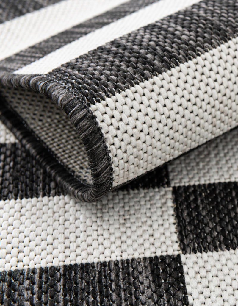Patio Stripe Harmony Collection Area Rug - Cabana (Charcoal) Round Charcoal  lifestyle 8
