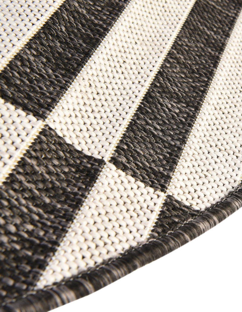 Patio Stripe Harmony Collection Area Rug - Cabana (Charcoal) Round Charcoal  lifestyle 10
