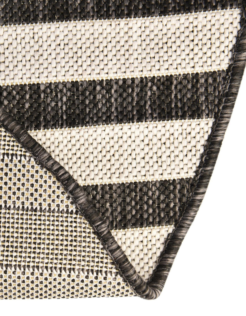 Patio Stripe Harmony Collection Area Rug - Cabana (Charcoal) Round Charcoal  lifestyle 14