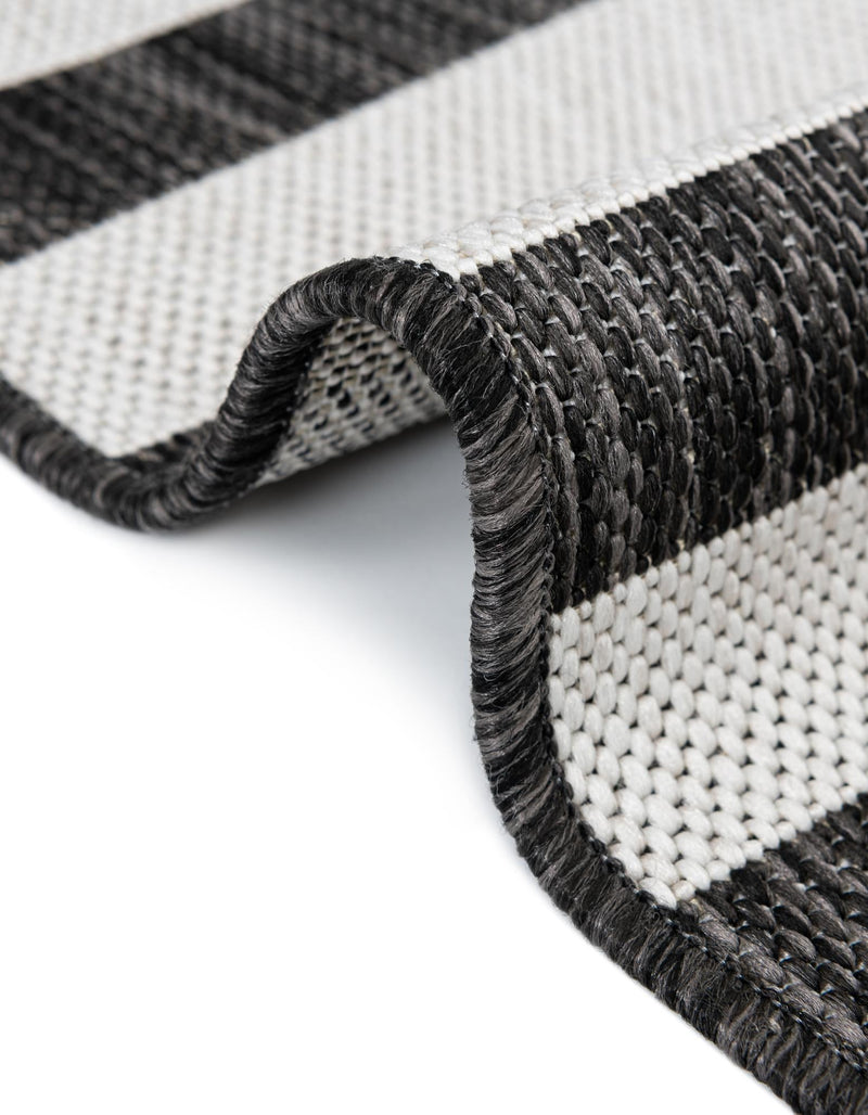 Patio Stripe Harmony Collection Area Rug - Cabana (Charcoal) Round Charcoal  lifestyle 17