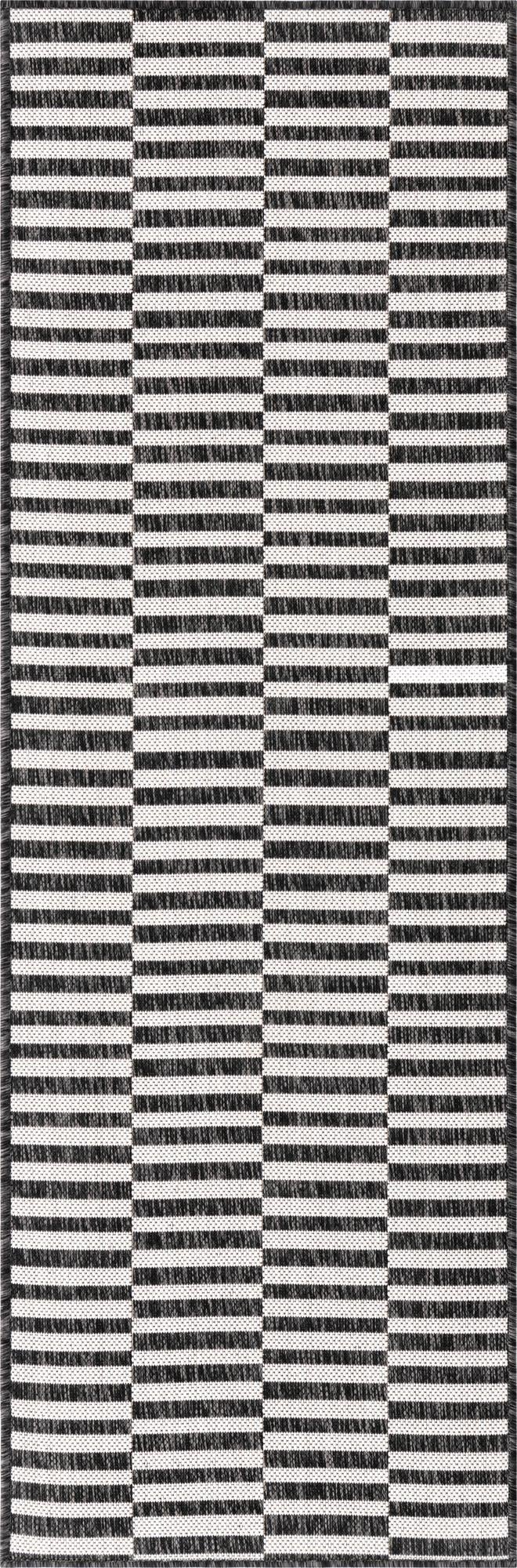 Patio Stripe Harmony Collection Area Rug - Cabana (Charcoal) Runner Charcoal Main