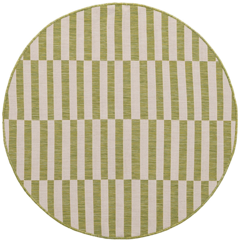 Patio Stripe Harmony Collection Area Rug - Cabana (Green) Round Green Main