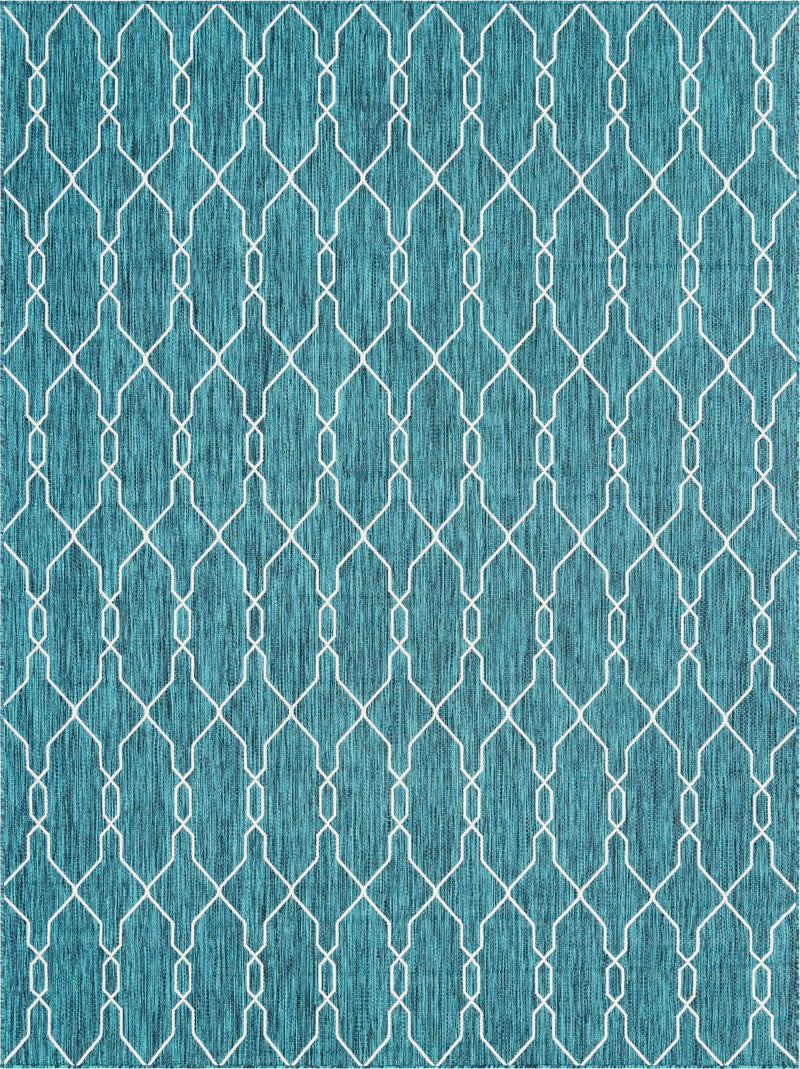 Garden Lattice Oasis Collection Area Rug -  Gazebo Rectangle Teal  lifestyle 5
