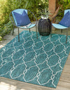 Garden Lattice Oasis Collection Area Rug -  Gazebo Rectangle Teal  lifestyle 10