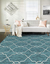 Garden Lattice Oasis Collection Area Rug -  Gazebo Rectangle Teal  lifestyle 18