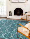 Garden Lattice Oasis Collection Area Rug -  Gazebo Rectangle Teal  lifestyle 33