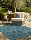 Garden Lattice Oasis Collection Area Rug -  Gazebo Rectangle Teal  lifestyle 54