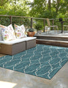 Garden Lattice Oasis Collection Area Rug -  Gazebo Rectangle Teal  lifestyle 68