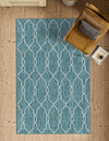 Garden Lattice Oasis Collection Area Rug -  Gazebo Rectangle Teal  lifestyle 74