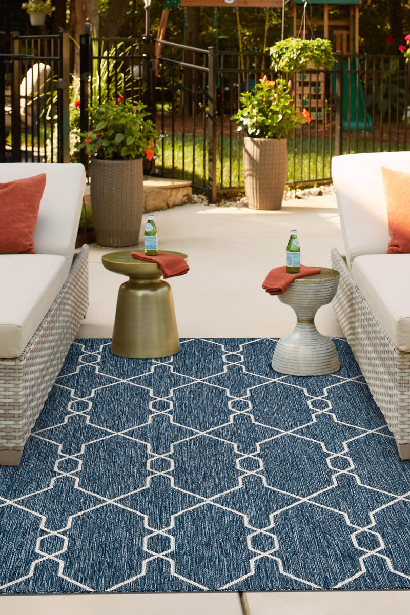 Garden Lattice Oasis Collection Area Rug -  Gazebo Rectangle Blue  lifestyle 27