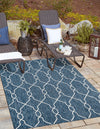 Garden Lattice Oasis Collection Area Rug -  Gazebo Rectangle Blue  lifestyle 41