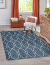 Garden Lattice Oasis Collection Area Rug -  Gazebo Rectangle Blue  lifestyle 48
