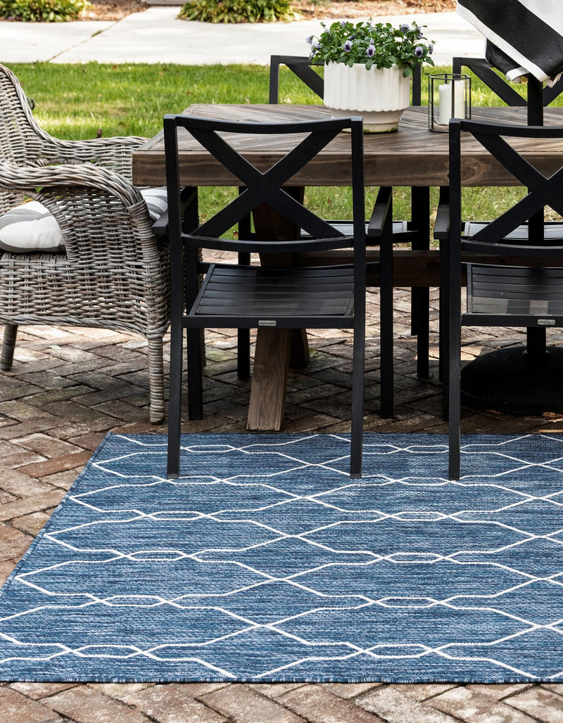Garden Lattice Oasis Collection Area Rug -  Gazebo Rectangle Blue  lifestyle 55