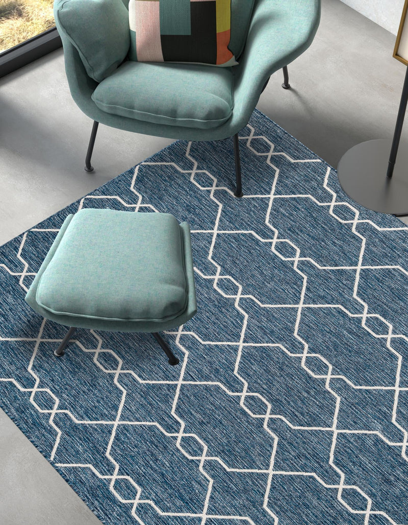 Garden Lattice Oasis Collection Area Rug -  Gazebo Rectangle Blue  lifestyle 62