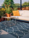 Garden Lattice Oasis Collection Area Rug -  Gazebo Rectangle Blue  lifestyle 69
