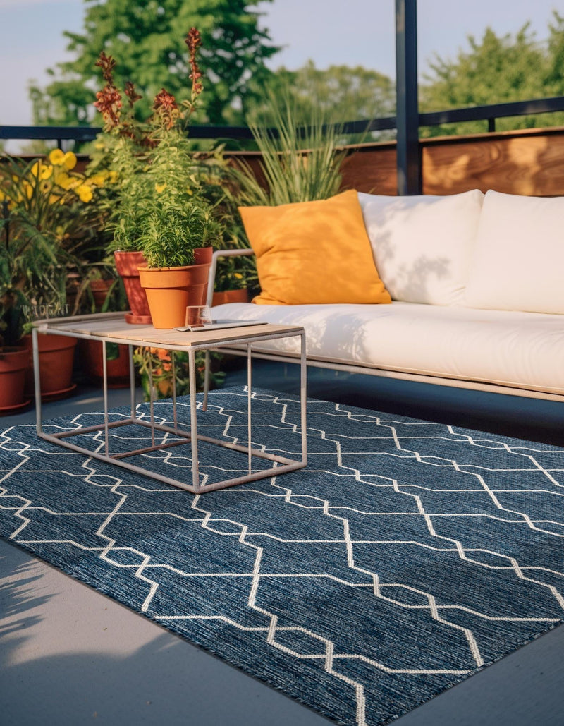 Garden Lattice Oasis Collection Area Rug -  Gazebo Rectangle Blue  lifestyle 69