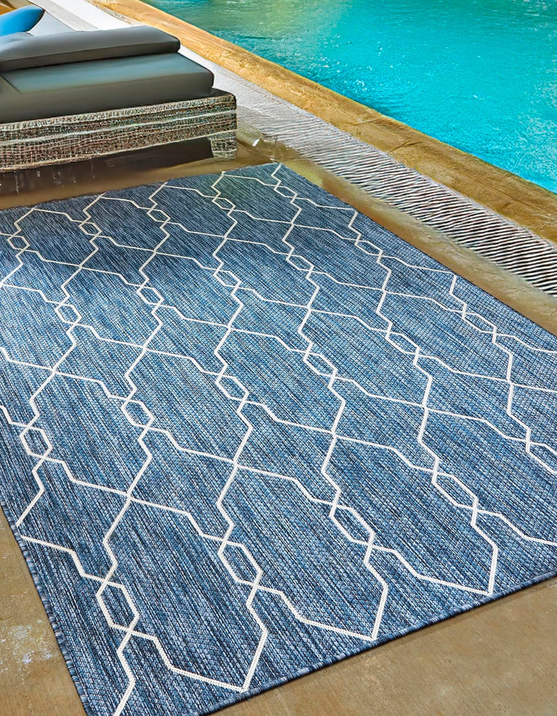 Garden Lattice Oasis Collection Area Rug -  Gazebo Rectangle Blue  lifestyle 79