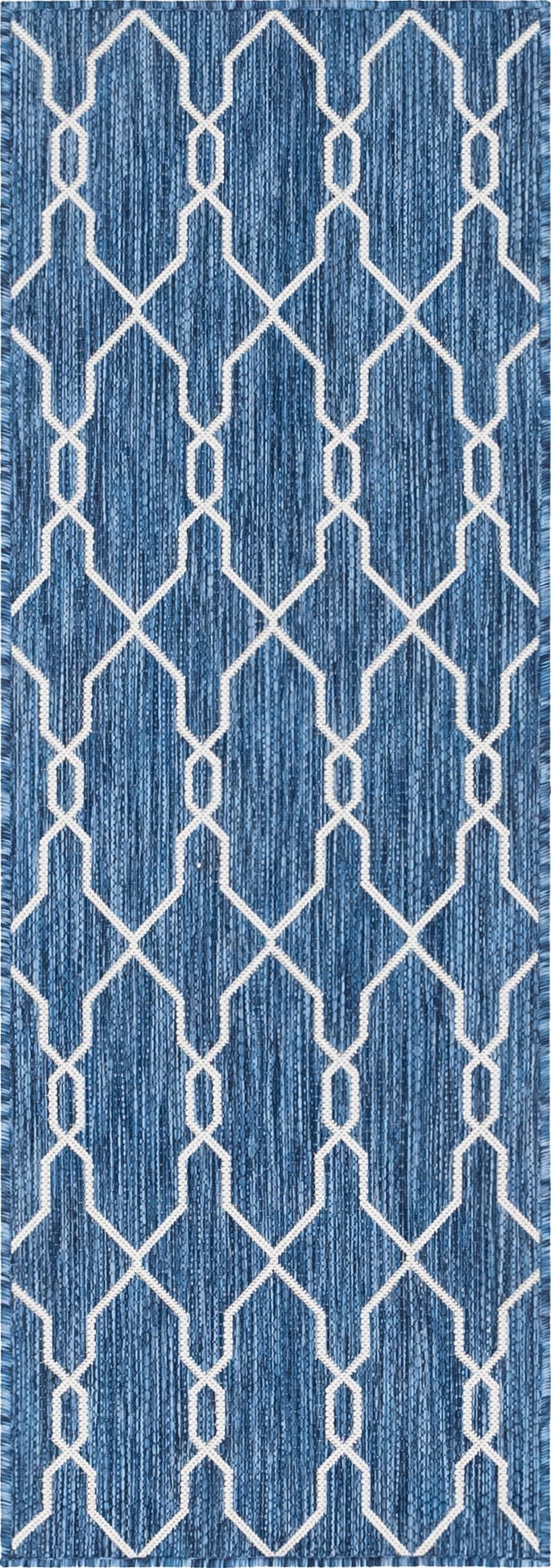 Garden Lattice Oasis Collection Area Rug -  Gazebo Runner Blue Main