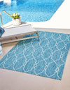 Garden Lattice Oasis Collection Area Rug -  Gazebo Rectangle Light Aqua  lifestyle 12