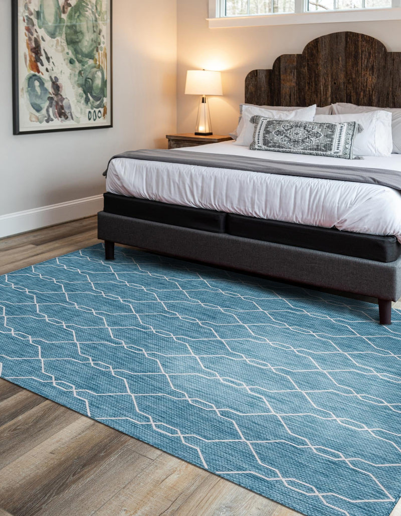 Garden Lattice Oasis Collection Area Rug -  Gazebo Rectangle Light Aqua  lifestyle 20